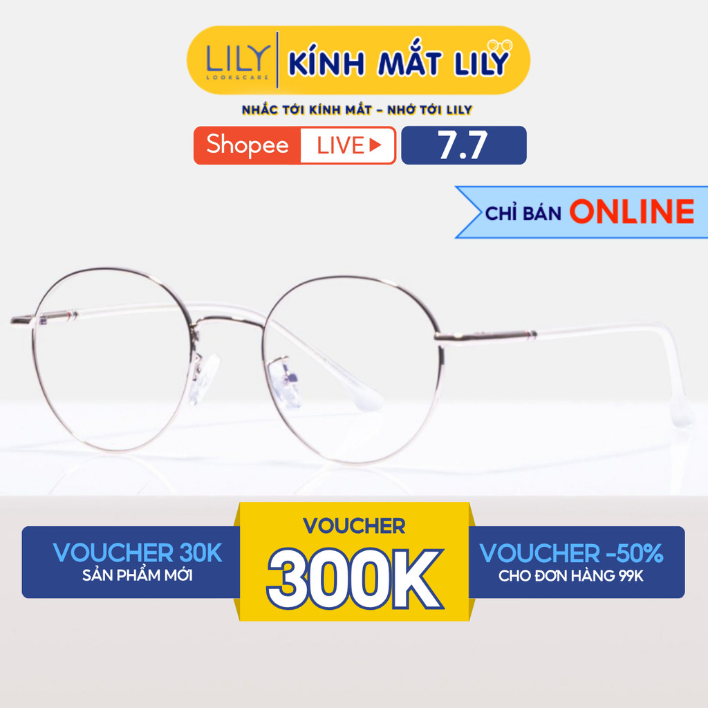 Gọng kính kim loại tròn nam nữ LILYEYEWEAR phù hợp mặt nhỏ càng kính nhẹ nhàng màu sắc thời trang 2912320