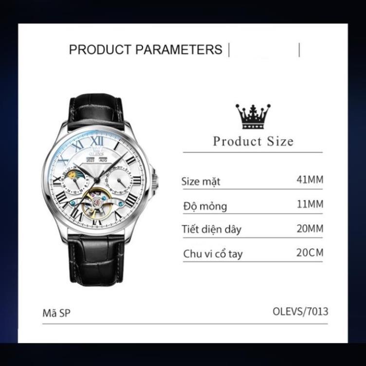 Đồng hồ nam Olevs lộ cơ automatic chính hãng,Đồng hồ đeo tay có lịch ngày đêm kèm hộp tặng bạn trai
