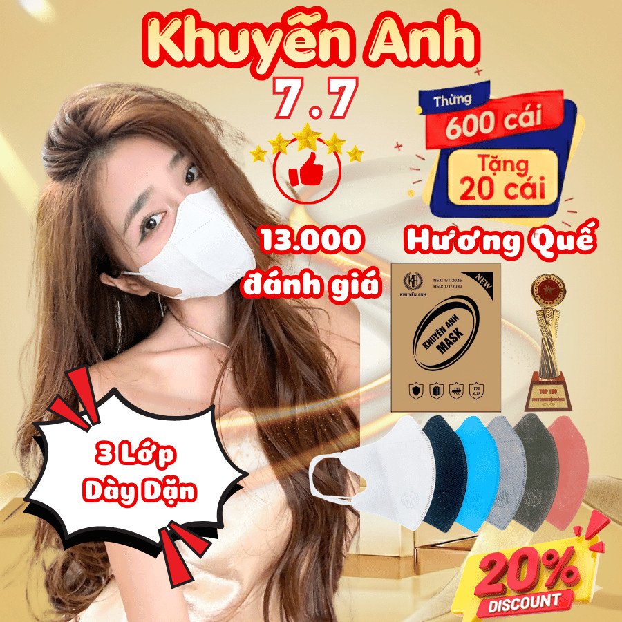 [ShopeeLive Tặng 20 chiếc] 600c Khẩu Trang Y Tế 5D Mùi Quế Khuyến Anh 3 Lớp Size To Giúp Chống TiaUV