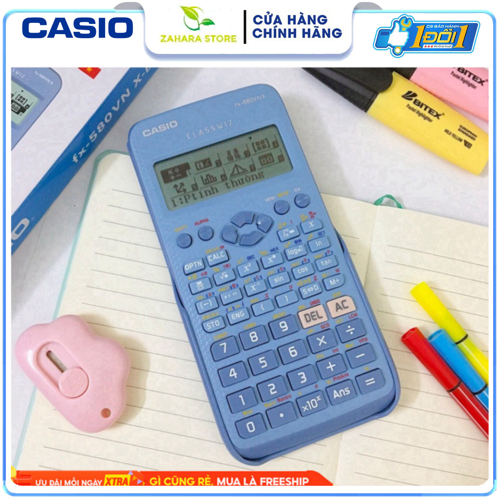 Máy tính CASIO Fx 580VN X thế hệ mới (Màu Xanh) - Độ chính xác cao, giá rẻ, bảo hành 24 tháng, hàng 