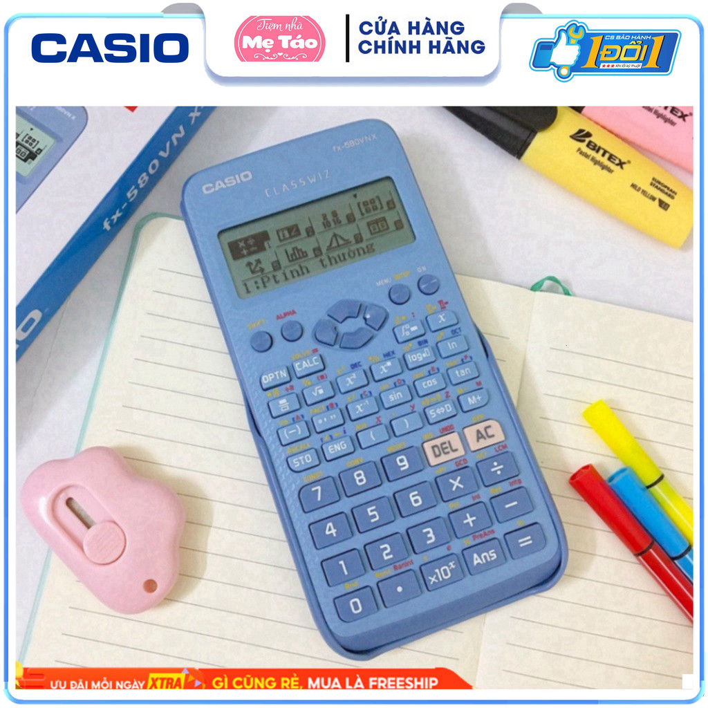 Máy tính CASIO Fx 580VN X thế hệ mới (Màu Xanh) - Độ chính xác cao, giá rẻ, bảo hành 24 tháng, hàng 