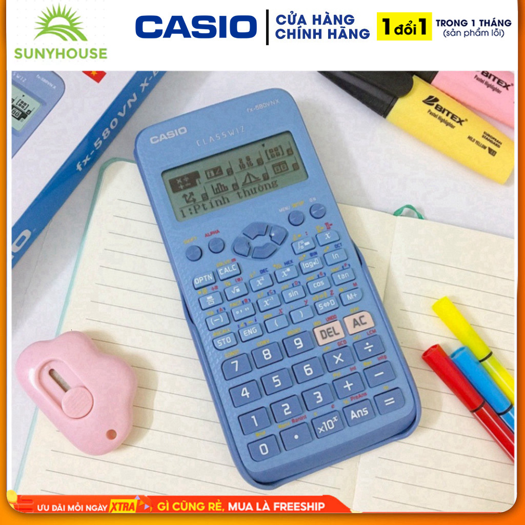Máy tính CASIO Fx 580VN X thế hệ mới (Màu Xanh) - Độ chính xác cao, giá rẻ, bảo hành 24 tháng, hàng 