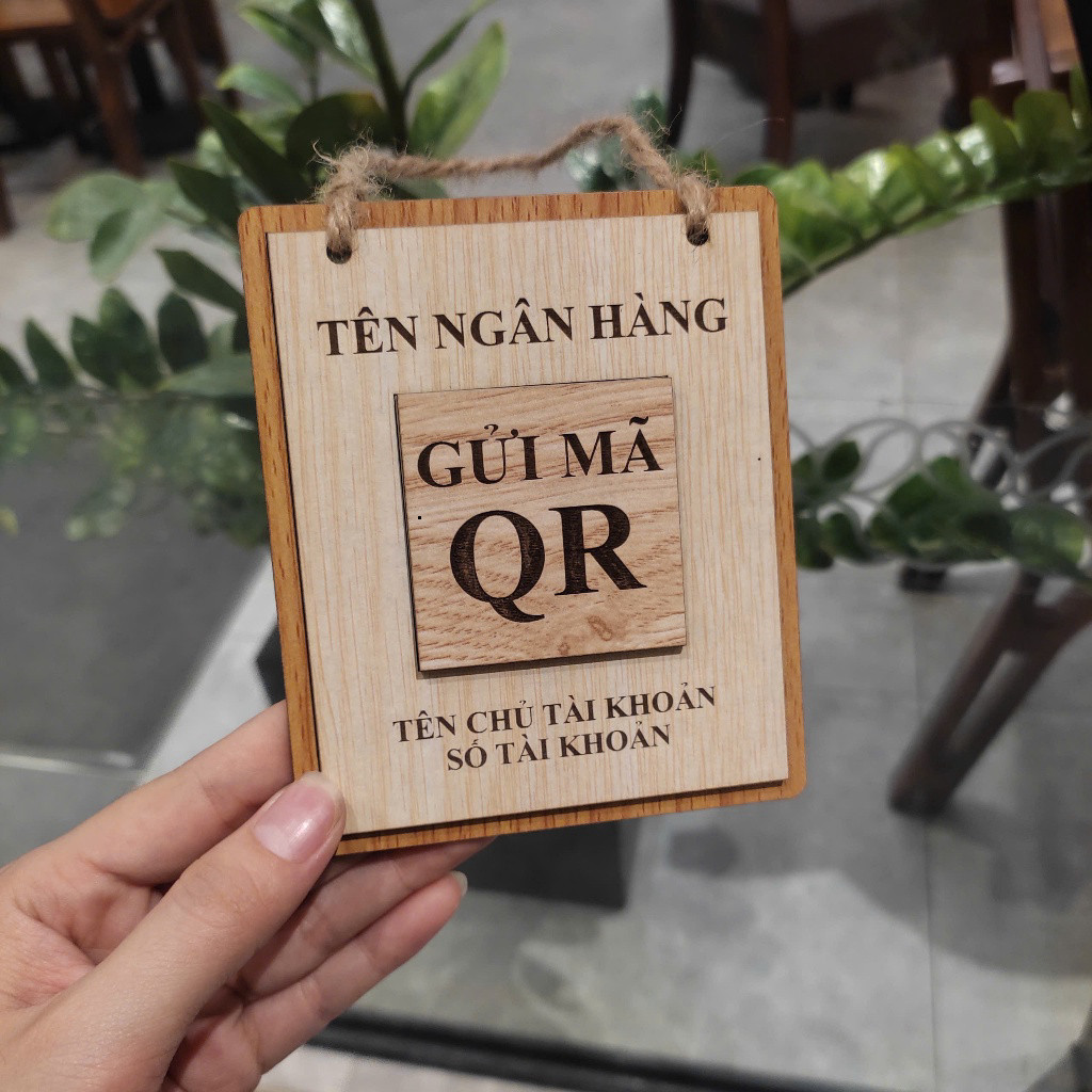 Bảng gỗ khắc mã QR Code thanh toán, bảng thanh toán treo đặt theo yêu cầu