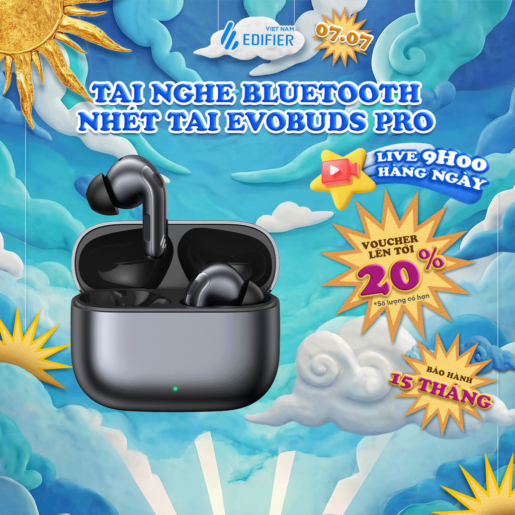 Tai Nghe Bluetooth Không Dây Nhét Tai EDIFIER EVOBUDS PRO - Âm Thanh Chi Tiết - Version Bluetooth 6.0 -15 Tháng Bảo Hành