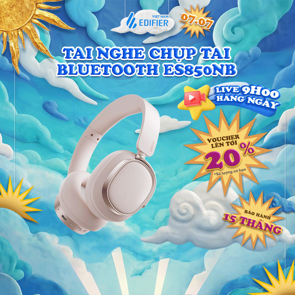 Tai Nghe Bluetooth Chụp Tai Không Dây EDIFIER ES850NB - Chế Độ Chống Ồn - Thoải Mái Chơi Nhạc Đến 92H -15 Tháng Bảo Hành