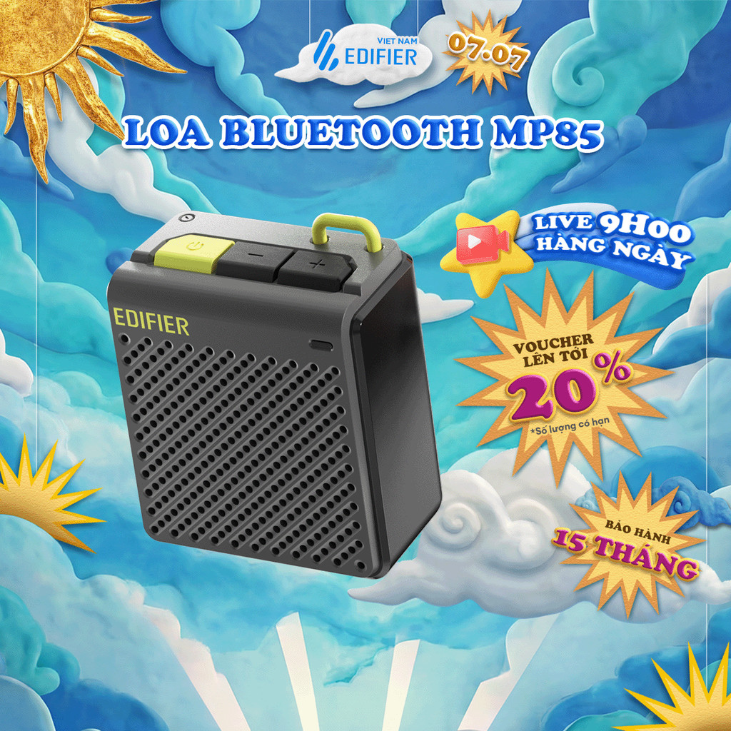 Loa Bluetooth Mini Không Dây EDIFIER MP85 - Thoải Mái Chơi Nhạc Đến 8H - Thiết Kế Nhỏ Gọn, Xinh Xắn - 15 Tháng Bảo Hành