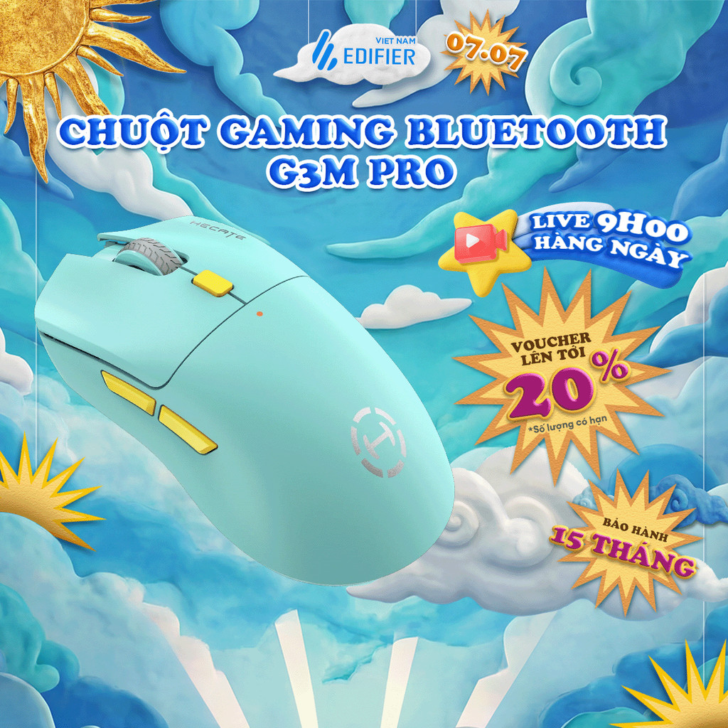 Chuột Gaming Không Dây 3 Chế Độ EDIFIER G3M PRO - Chuyển Động Nhanh Chính Xác - Thiết Kế Siêu Nhẹ - 15 Tháng Bảo Hành