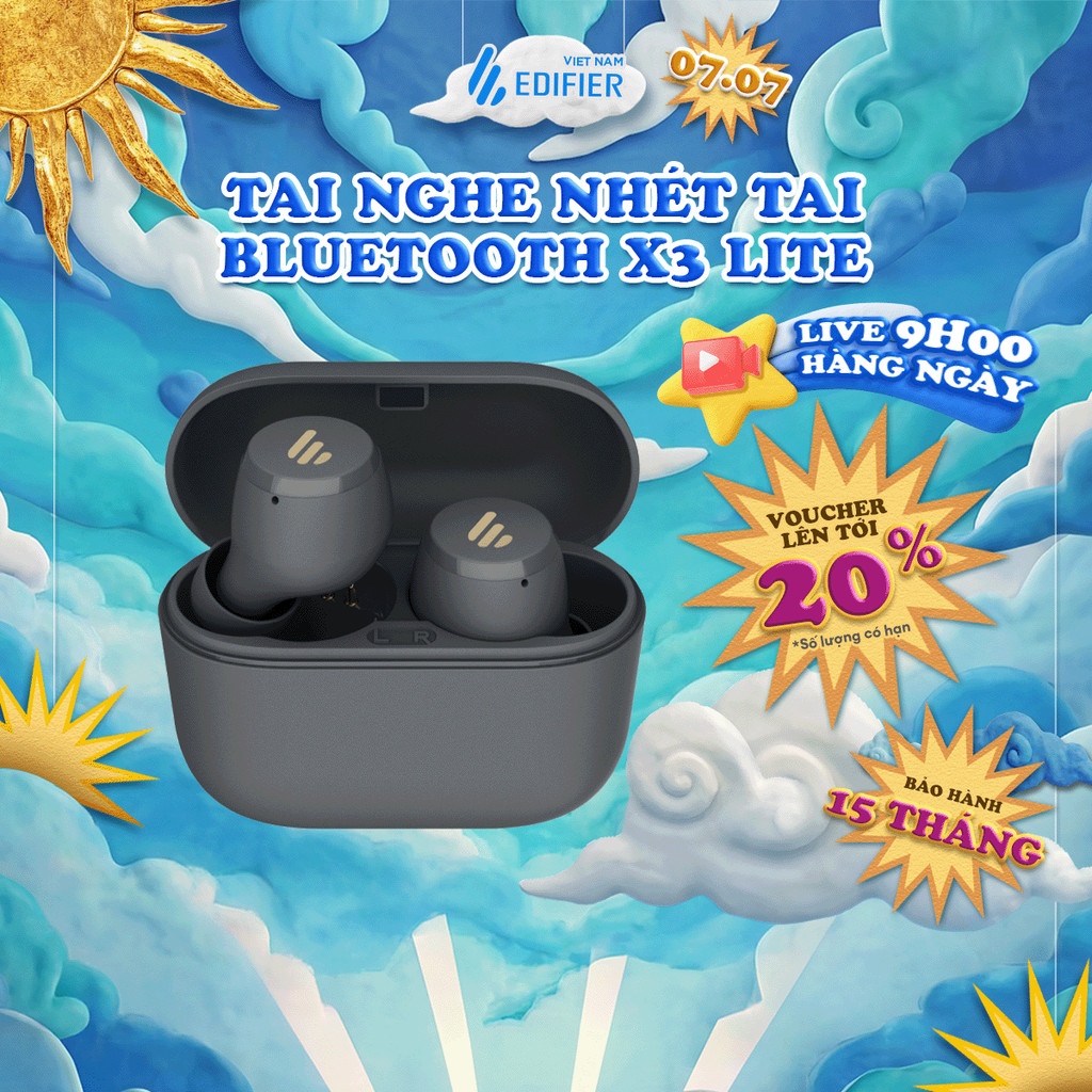 Tai Nghe Bluetooth EDIFIER X3 LITE/X3 PRO Nhét Tai - Khử Ồn AI ENC - Pin Đến 14H - Độ Trễ Thấp 60ms - 15 Tháng Bảo Hành