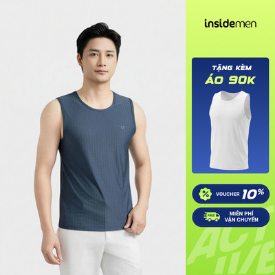 [MUA 2 TẶNG 1] Áo Tanktop Nam Jacquard Insidemen vải thoáng khí co giãn phù hợp cho tập gym thể thao ITL125AS0