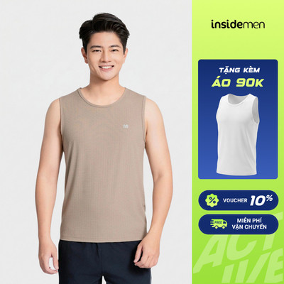 [MUA 2 TẶNG 1] Áo Ba Lỗ Tanktop Nam Insidemen 80% sợi polyester bền,co giãn, thấm hút mồ hôi tốt ITL093AS0