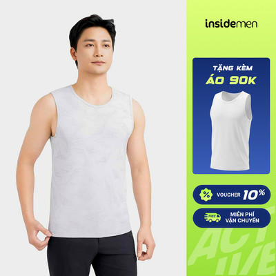 [MUA 2 TẶNG 1] Áo Ba Lỗ Nam Đen Insidemen Dáng Suông Co Giãn, Thoáng Khí ITL129AS0