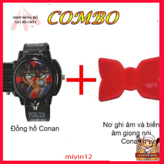 Đồng hồ Conan đeo tay bắn laser và Nơ Conan ghi âm edogawa conan kid ran mori  asaga