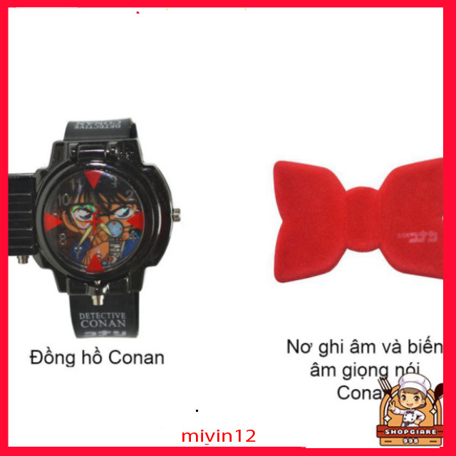Đồng hồ đeo tay Conan nơ bắn laser, có thu thanh, Edogawa Conan Kid Ran Mori ASAGA
