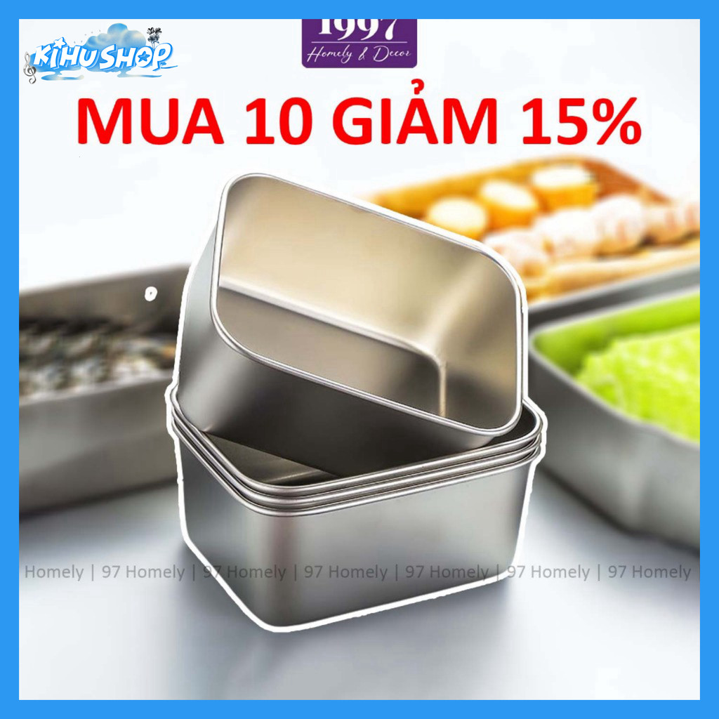 [KIHUSHOP] Hộp đựng thực phẩm inox 304 có nắp chống tràn 97Homely, chống gỉ, nhiều dung tích