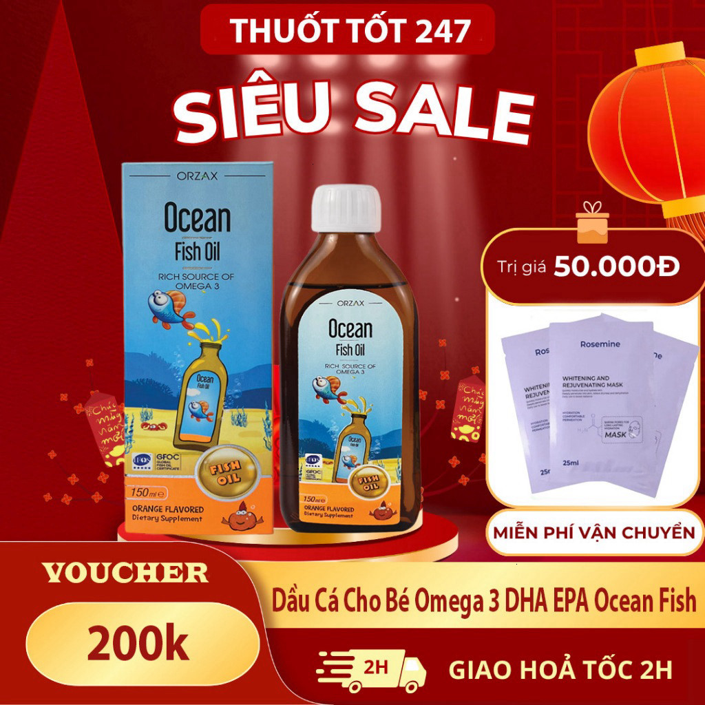 Dầu Cá Cho Bé Omega 3 DHA EPA Ocean Fish Oil ORZAX Bổ Sung Vitamin Khoáng Chất Phát Triển Trí Não Th