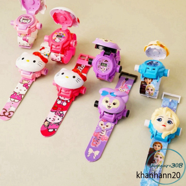 Đồng hồ đeo tay trẻ em Kuromi gấu dâu Funky Town, chiếu 3D dễ thương, phong cách đáng yêu