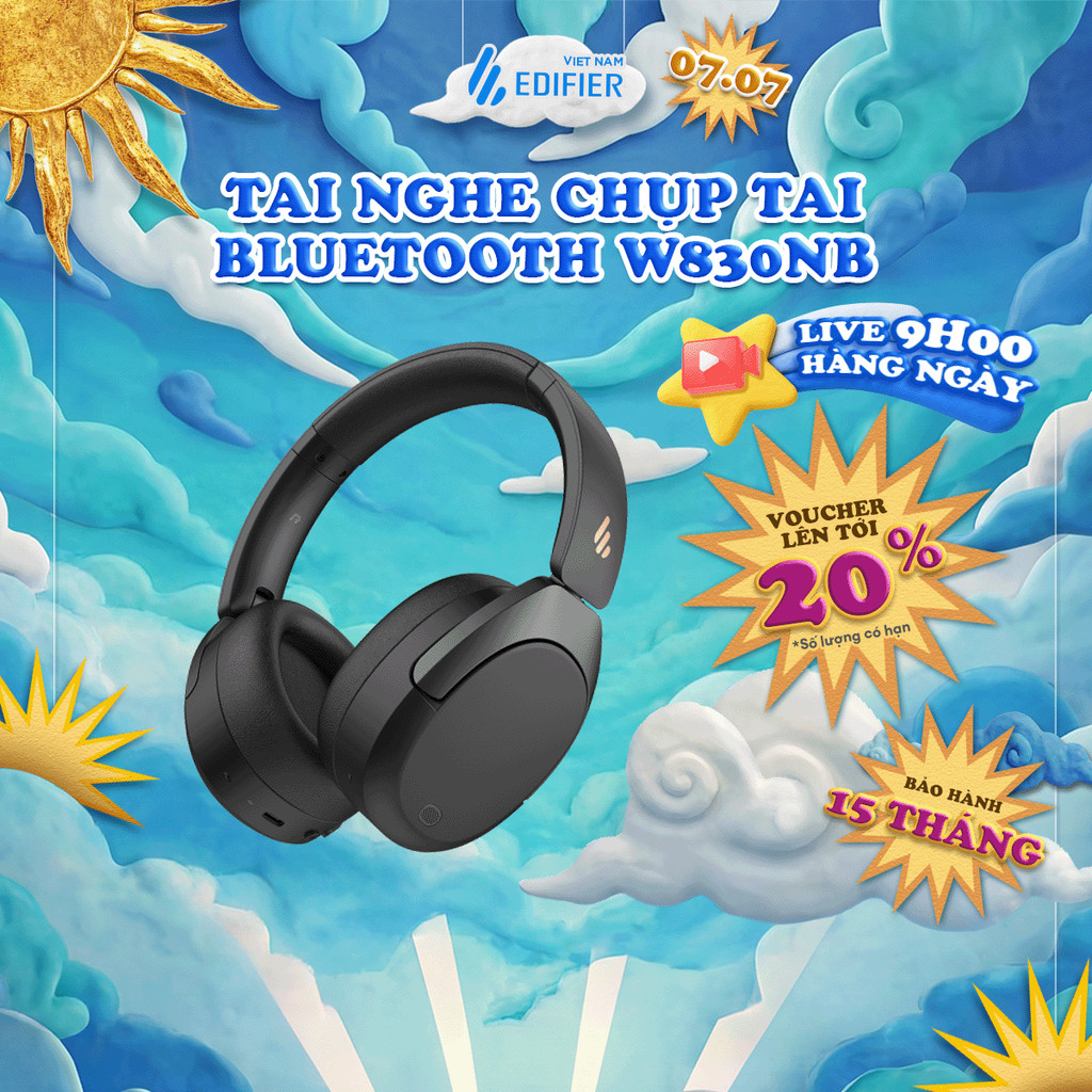 Tai Nghe Bluetooth Chụp Tai Không Dây EDIFIER W830NB - Chế Độ Chống Ồn - Pin Dài Tới 96H Chơi Nhạc - 15 Tháng Bảo Hành