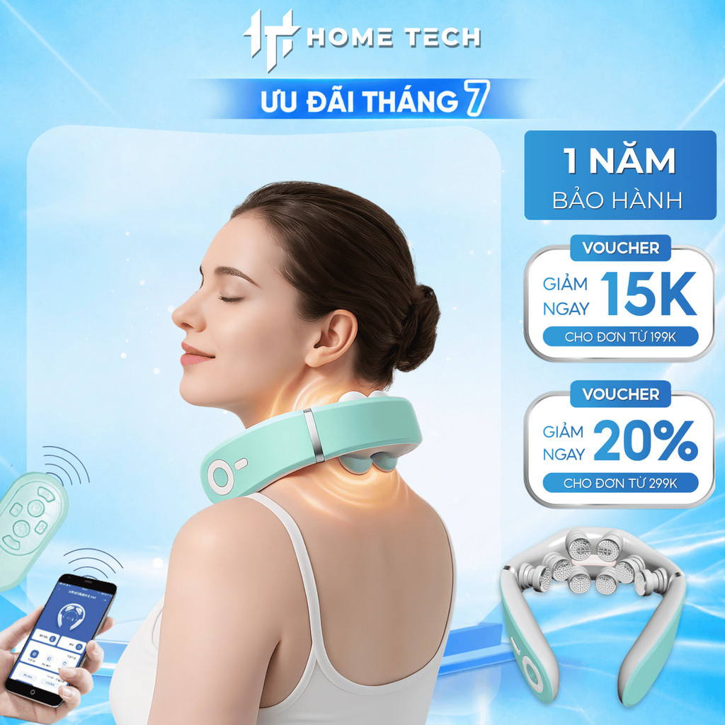 Máy massage cổ vai gáy 8D-G79 cao cấp, Mát xa cổ 8 đầu xung điện kép & chườm nóng nhiệt hồng ngoại
