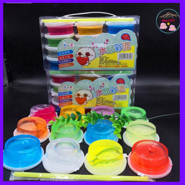 Set slime Slam trong suốt nhũ kim tuyến, xách 12 hộp