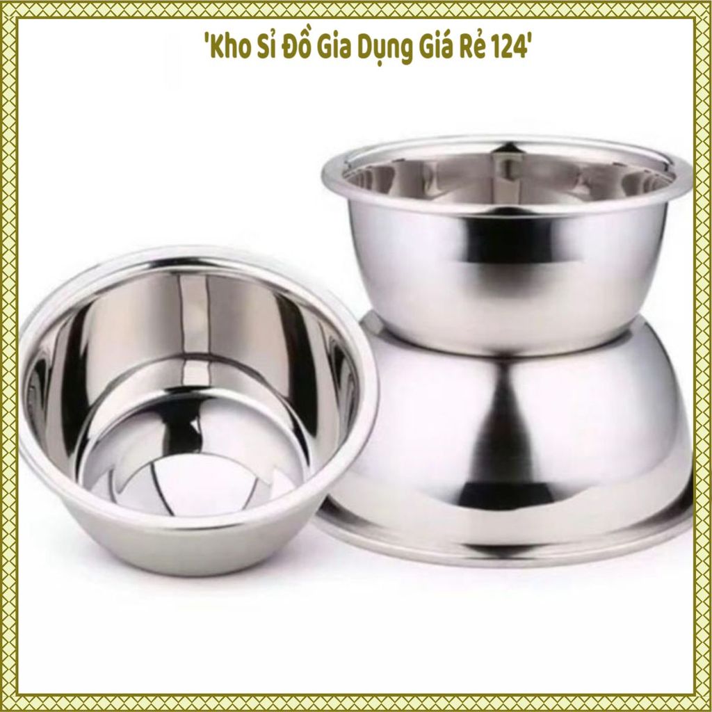 (COMBO 5) THAU INOX CAO CẤP ĐỦ SIZE BÓNG ĐẸP, Thau Inox Đa Năng, Chậu Inox Rửa Rau, Thau Trộn Bột, T
