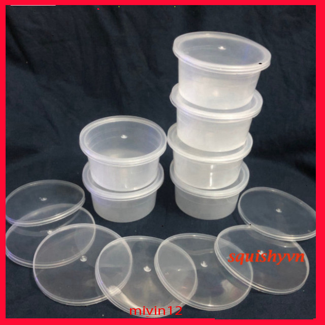 Hộp nhựa flan có nắp đựng bánh flan, caramen, rau câu, sữa chua, slime