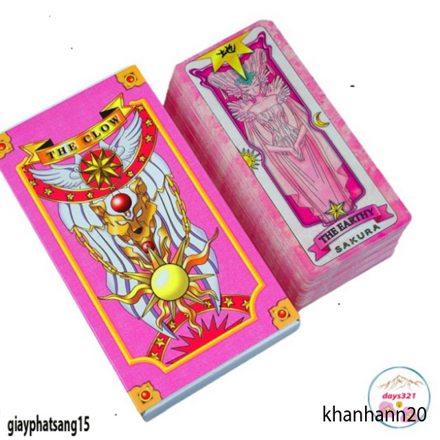 Hộp thẻ bài Clear Card Clow Card Cardcaptor Sakura phong cách Tarot hồng, sưu tầm và giải trí