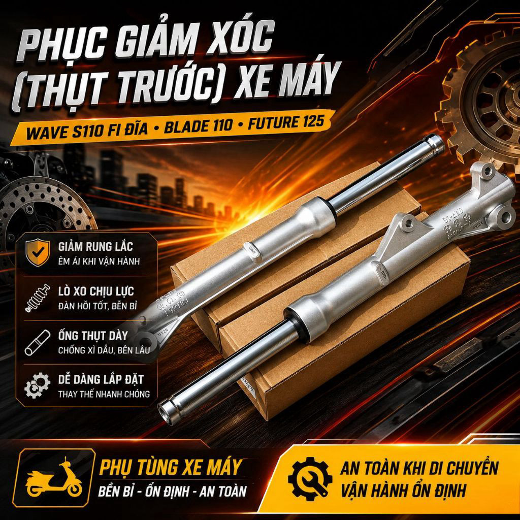 Phuộc Giảm Xóc Trước Wave S110 Fi Đĩa Blade 110 Future 125 – Thụt Trước Xe Máy, Cặp Phuộc Trước Bền 
