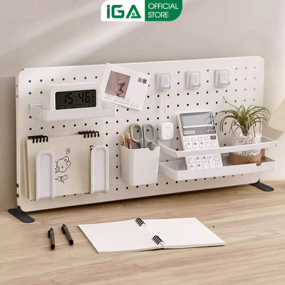 Bảng lỗ Pegboard kim loại gắn bàn chắc chắn, decor trang trí góc làm việc - GM171