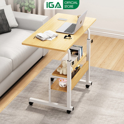 Bàn làm việc nâng hạ di động thông minh tích hợp giá để sách thương hiệu IGA - GM223