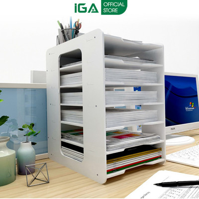Kệ văn phòng kệ tài liệu đựng giấy A4 nhiều ngăn lưu trữ tiện ích thương hiệu IGA - IG418
