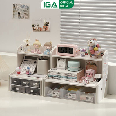 Kệ sách để bàn chất liệu gỗ nhựa composite màu full trắng thương hiệu IGA - IG419