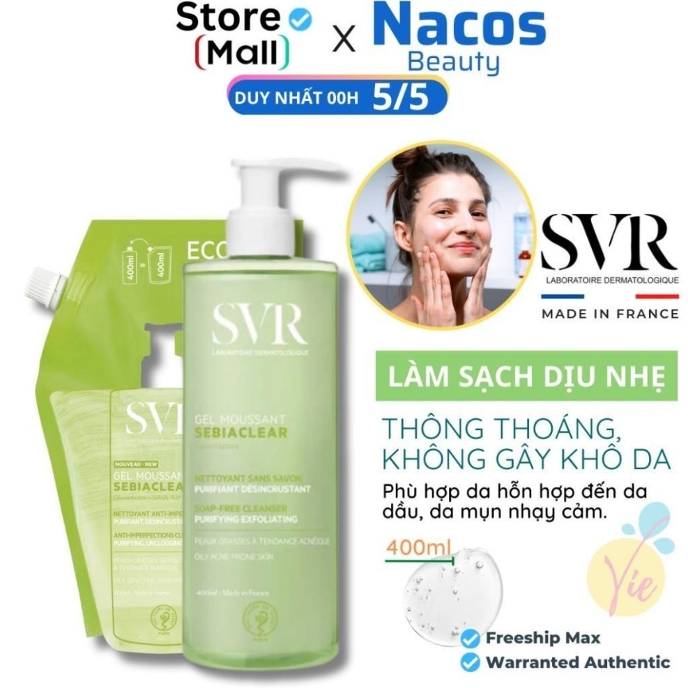 [Chính hãng] Sữa Rửa Mặt SVR Cho Da Dầu Mụn SVR Sebiaclear Gel Moussant 200ml 400ml