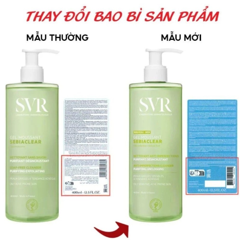 [Chính hãng] Sữa Rửa Mặt SVR Cho Da Dầu Mụn SVR Sebiaclear Gel Moussant 200ml 400ml