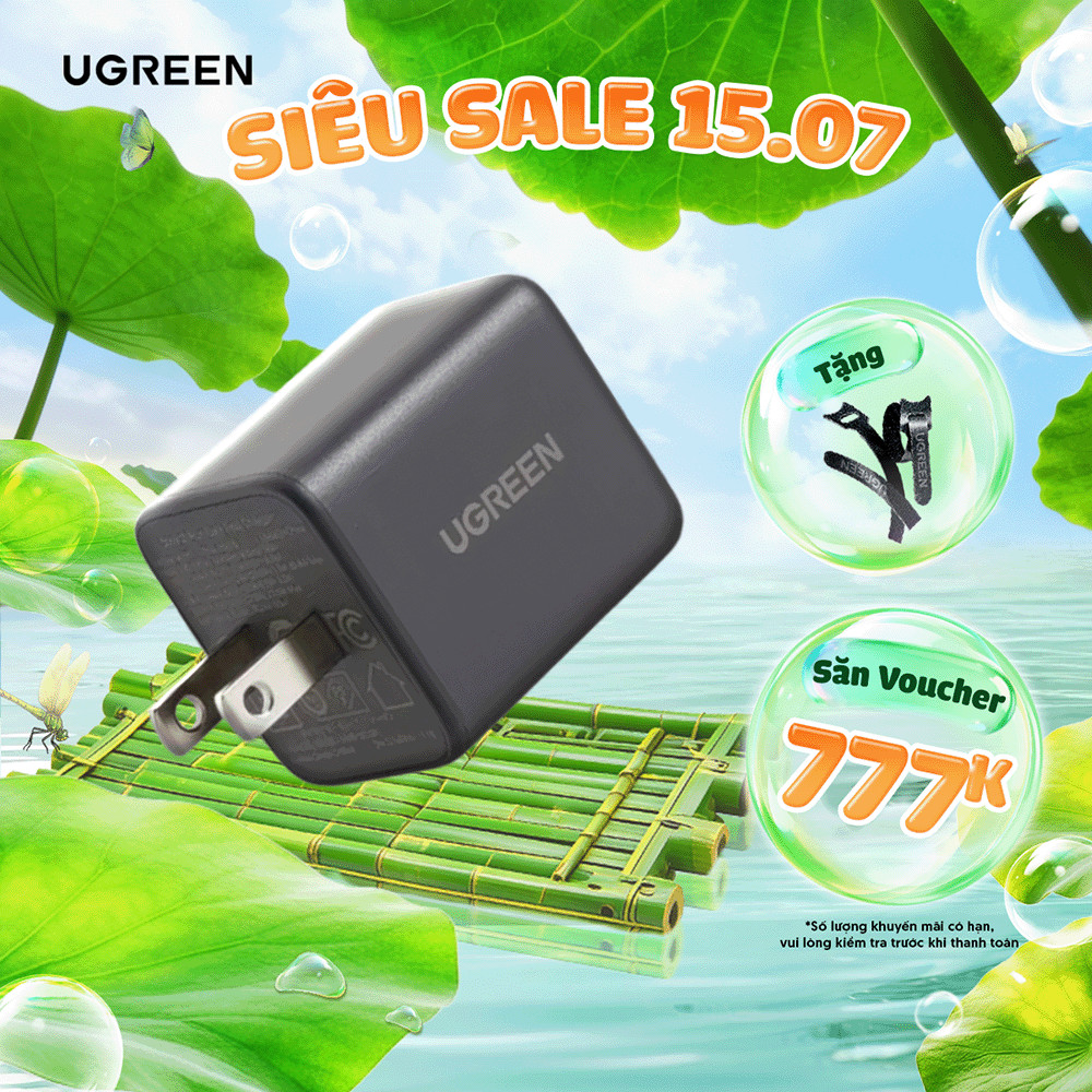 Củ sạc nhanh 30W Ugreen X516 | Công nghệ GaN | Hỗ trợ cổng USB-C và USB-A | Bảo hành 18 tháng 1 đổi 1 65025 | BigBuy360 - bigbuy360.vn