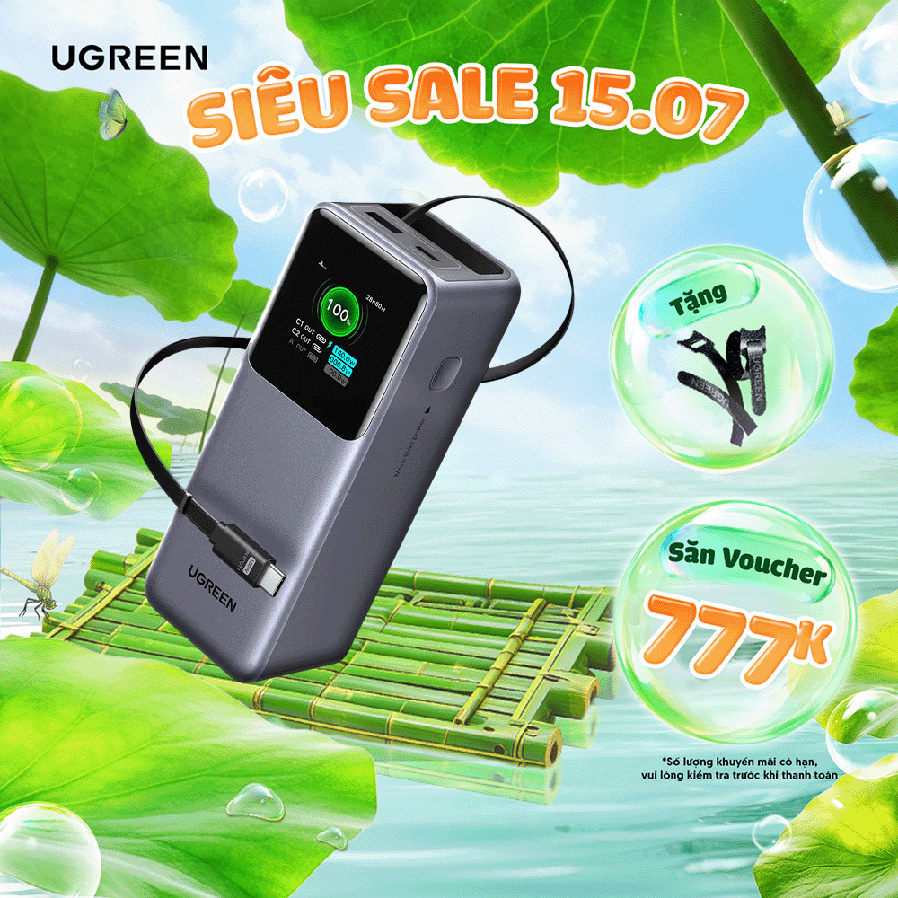Pin sạc dự phòng 25000mAh-200w/20000mAh-130w-165w/12000mAh-100w Ugreen Nexode Màn LED | BH 18 tháng 