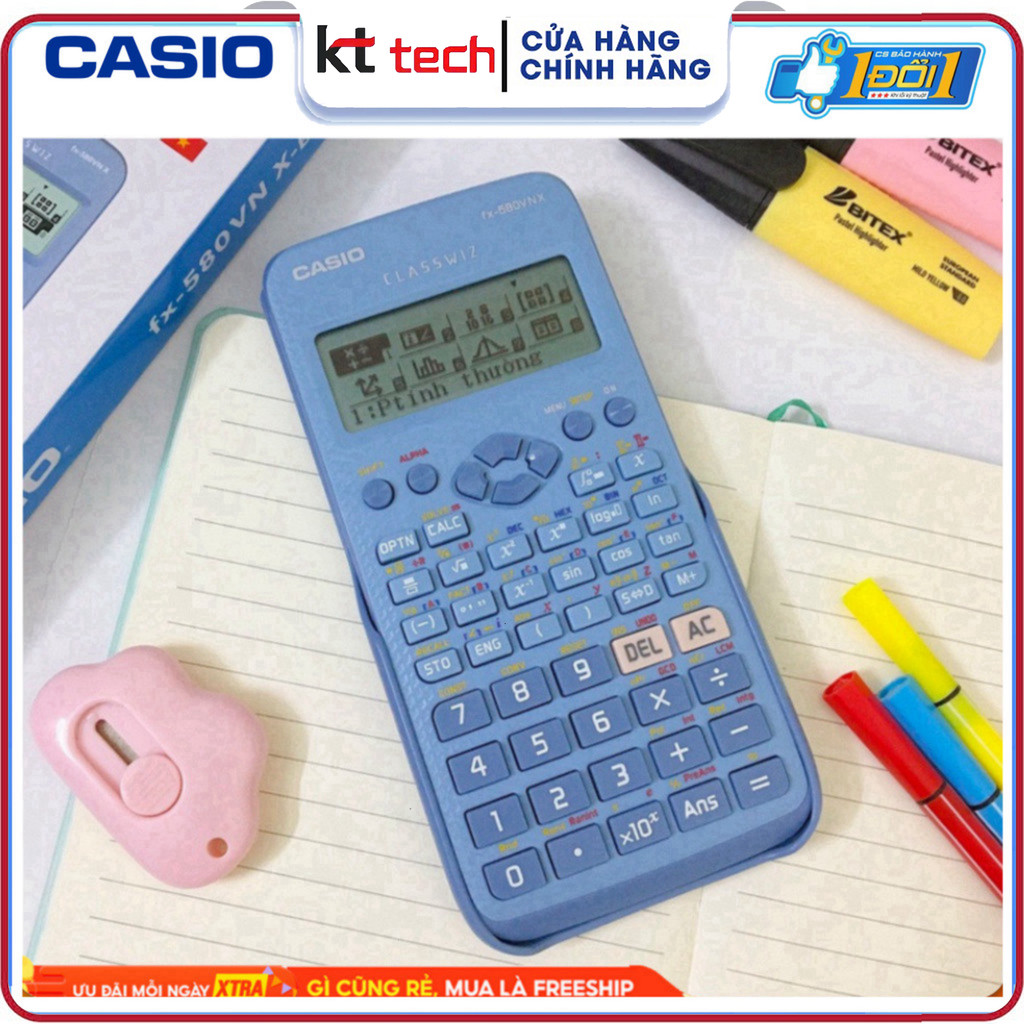 Máy tính CASIO Fx 580VN X thế hệ mới (Màu Xanh) - Độ chính xác cao, giá rẻ, bảo hành 24 tháng, hàng 