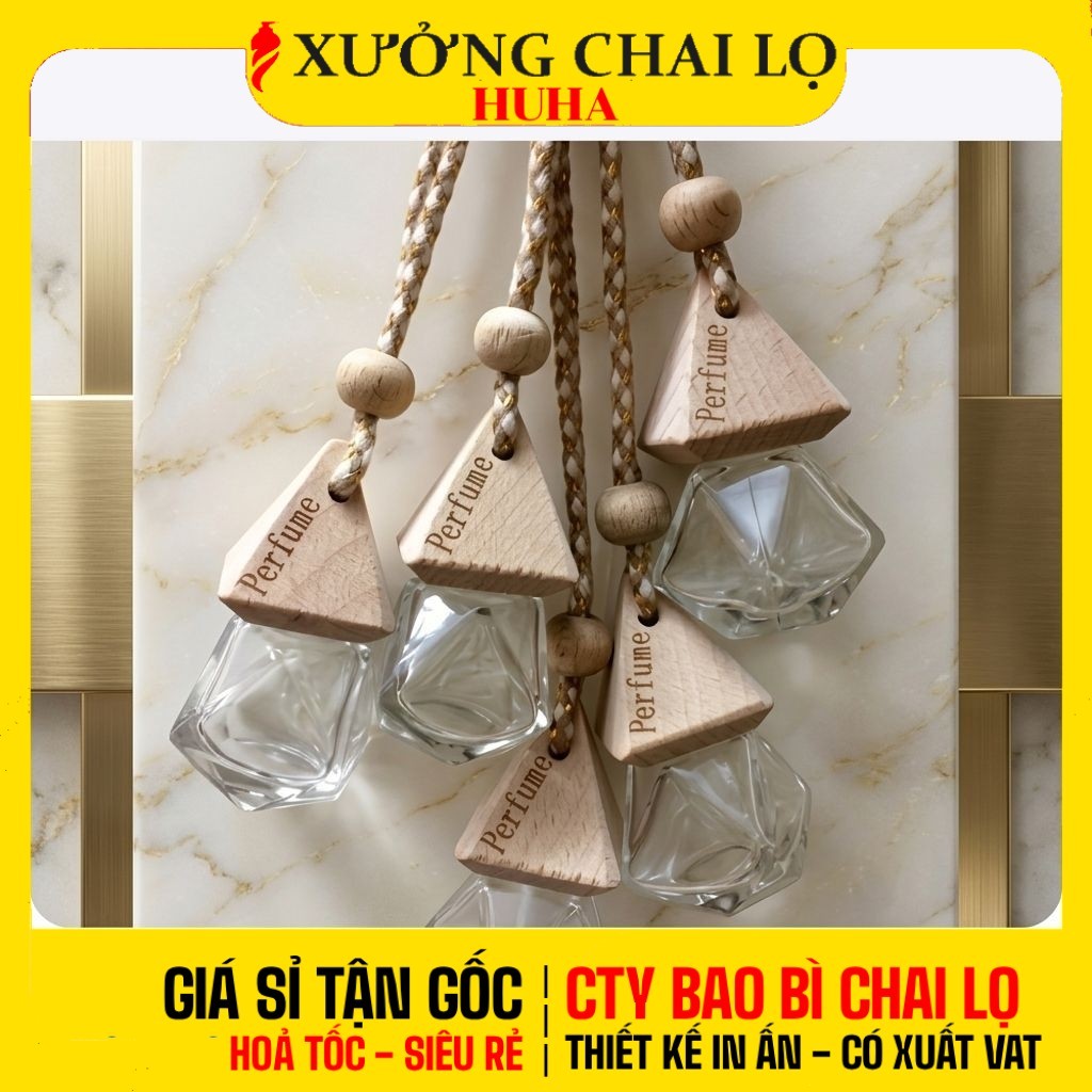 [COMBO 5 CÁI] Vỏ Chai Lọ Đựng Tinh Dầu Treo Xe 8ml-10ml Lục Giác/Hình Vuông Chiết Nước Hoa, Tinh Dầu
