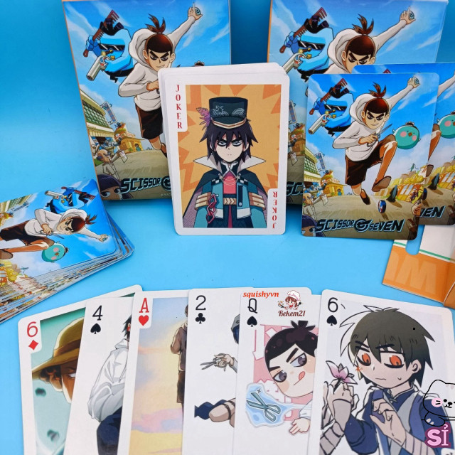 Lưỡi Kéo Poker Scissor Seven 54 lá Hoạt Hình In Dễ Thương Cho Học Sinh