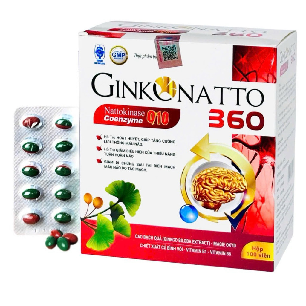 Hoạt huyết dưỡng não Ginko nato 360  Coenzym Q10 ( hộp 100 viên), DN