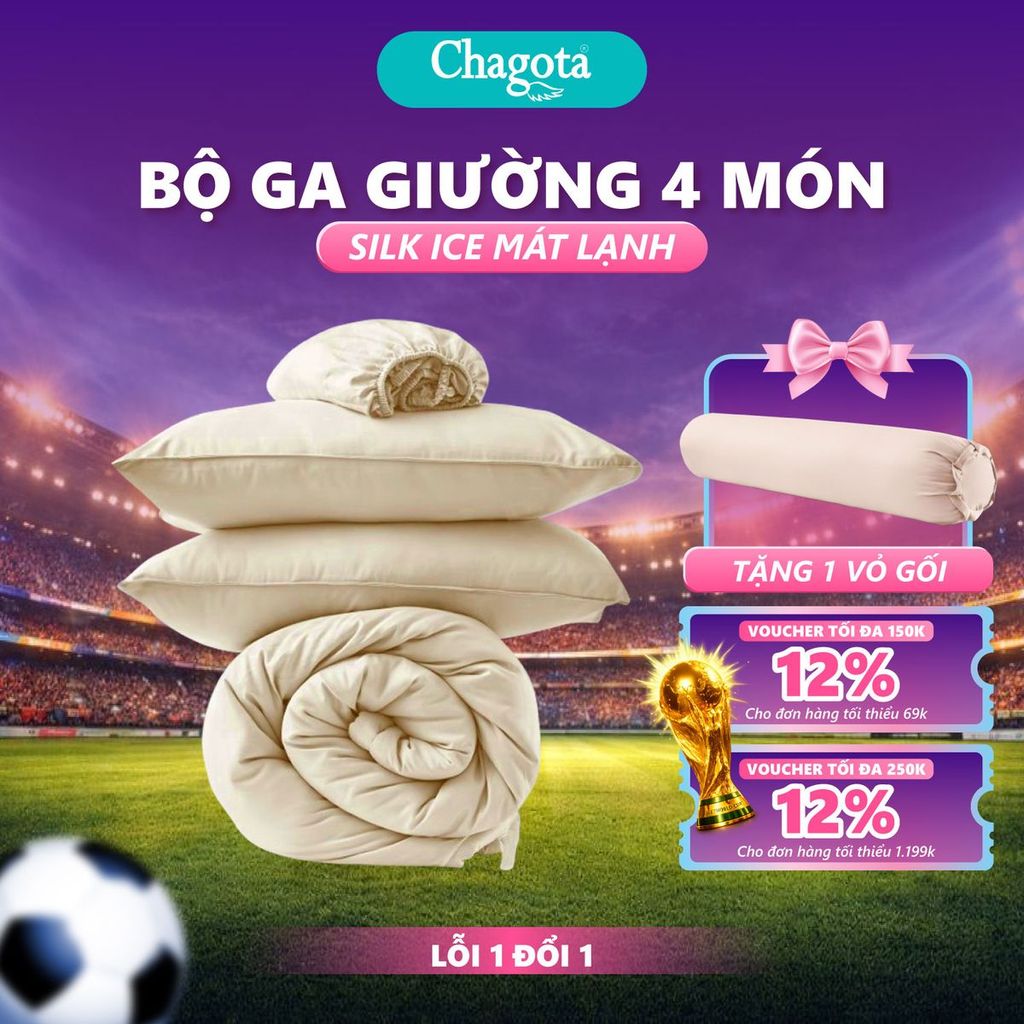 Bộ Chăn Ga Gối Lụa Silk Ice Cao cấp, Chất Liệu Kháng Khuẩn Bền Màu Tự Nhiên, Giặc Nhanh Khô 1mx2m - 