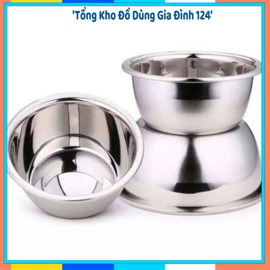 (COMBO 5) THAU INOX RỬA RAU CỦ ĐA NĂNG, Thau Inox Bóng Đẹp, Chậu Inox Cao Cấp, Thau Đựng Thực Phẩm, 