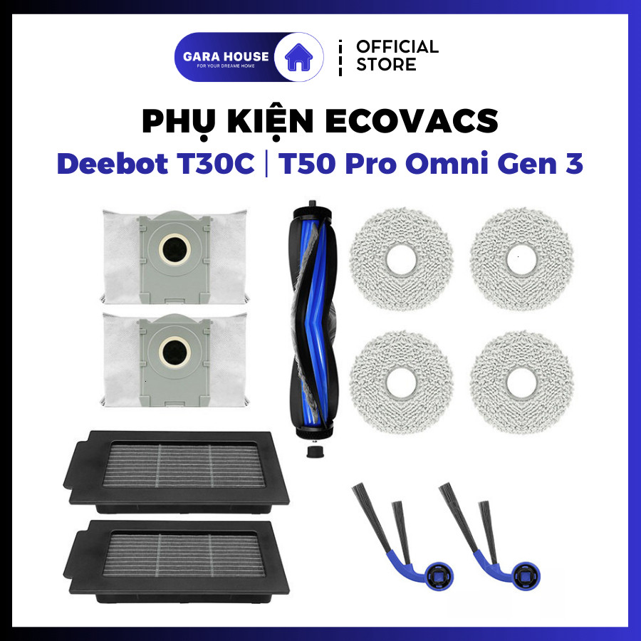 [Combo Tiết kiệm] Phụ kiện Robot Ecovacs T30C, T30C Prime, T30C Gen 2 _ Deebot T50 Pro Omni Gen 3 .