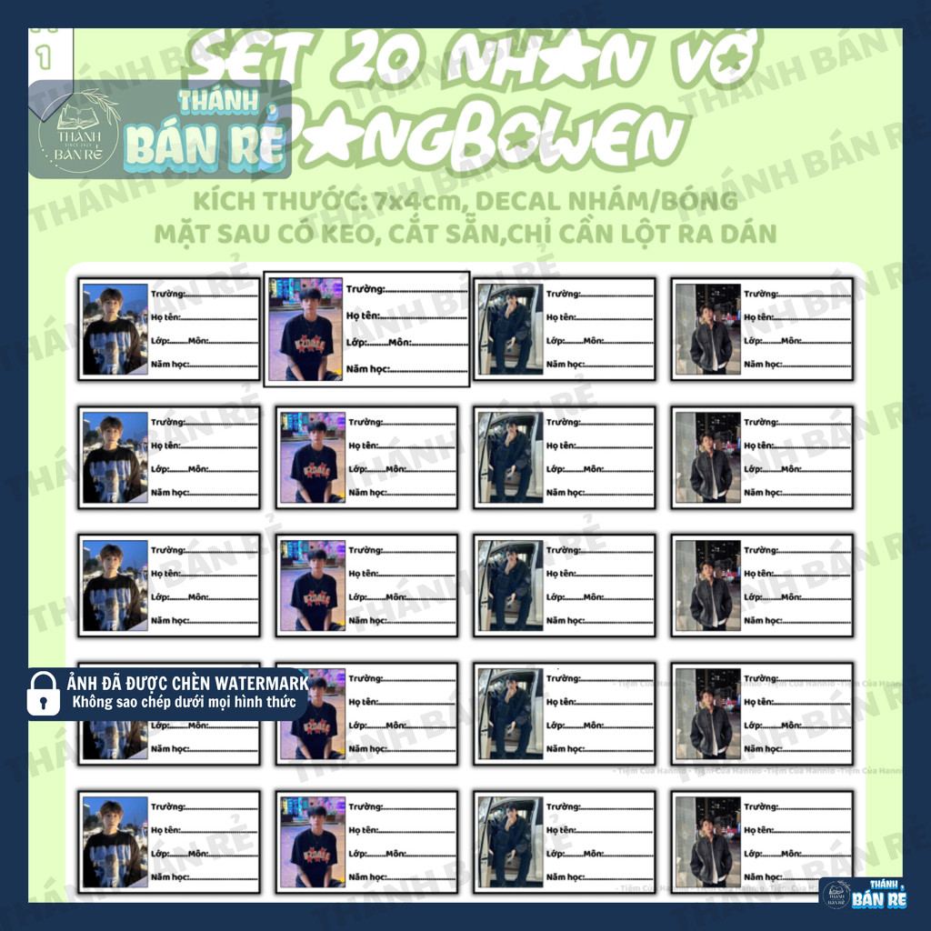 [HCM 24H} SET 20 Sticker nhãn vở Lamoon decal nhám/bóng có keo cắt sẵn, trang trí sổ tay, dán vở học