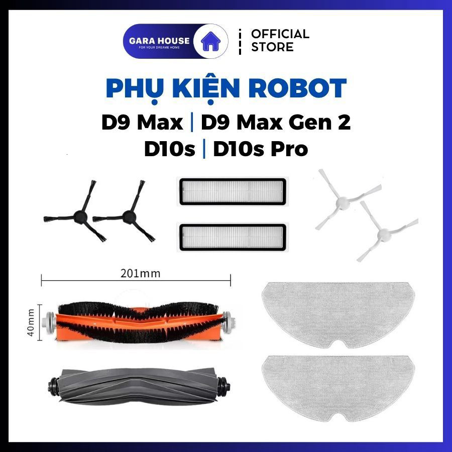Dùng cho Robot hút bụi D9 Max, D9 Pro, D9 Max Gen 2, D10s, D10s Pro .