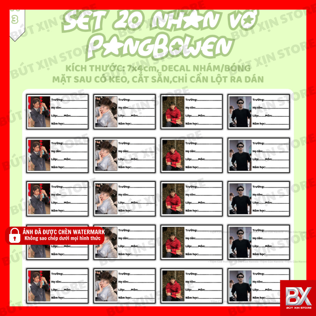 [GIAO NHANH 24H} SET 20 sticker nhãn vở Lamoon decal nhám/bóng có keo cắt sẵn, dán sổ tay, trang trí