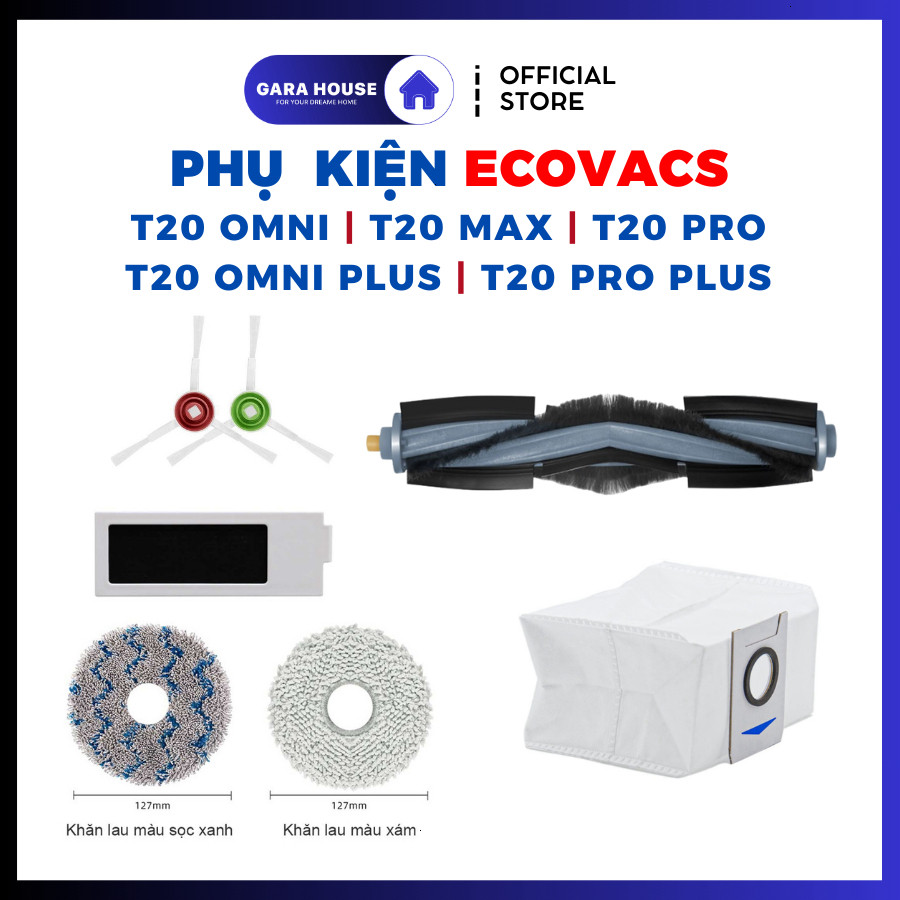[Combo Tiết Kiệm] Tương thích Ecovacs Deebot T20 T20 Omni T20 Max T20 Pro T20e_ Phụ kiện thay thế .