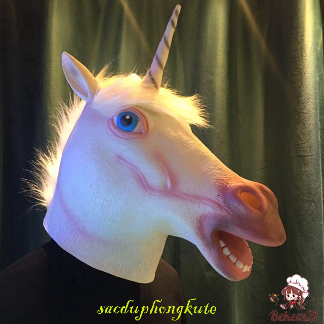 [1 SỪNG HỒNG] Mặt Nạ Đầu Ngựa - Ếch Xanh - Doge Hóa Trang Halloween Độc Đáo