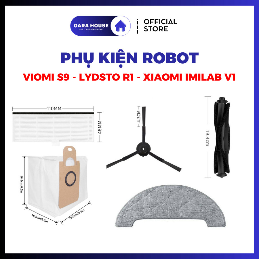 Phụ kiện Robot hút bụi VIOMI S9 IMILAB V1 PROSCENIC M7 MAX M8 PRO LYDSTO R1 S1 KYVOL S31 _ Thay thế 