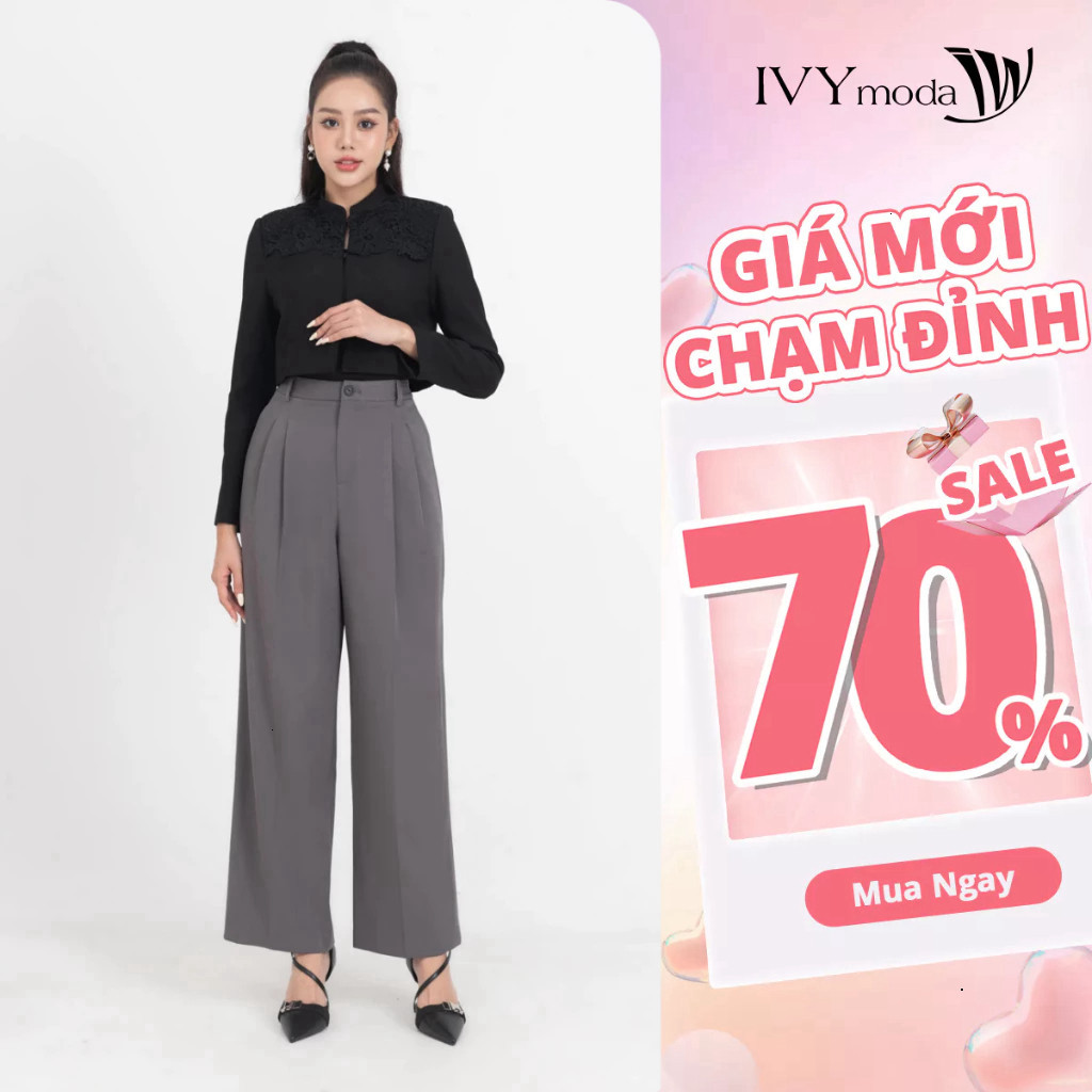 { Fashion aeon mall FLASH SALE }  [ IVY MODA XẢ XÓT SIZE ] Quần suông chiết ly nữ IVY moda MS 22M856