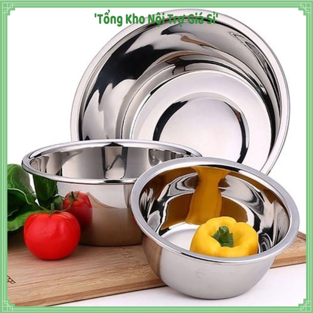 (COMBO 5) THAU INOX GIA ĐÌNH LOẠI DÀY CAO CẤP, Thau Rửa Rau, Thau Trộn Thịt, Chậu Inox Đựng Thực Phẩ